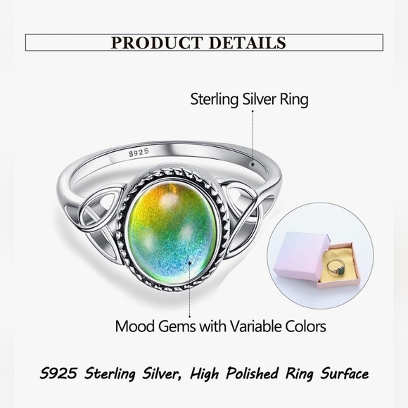 Sterling silver 925 mood ring. Temperature Color changing - Picture 8 of 9